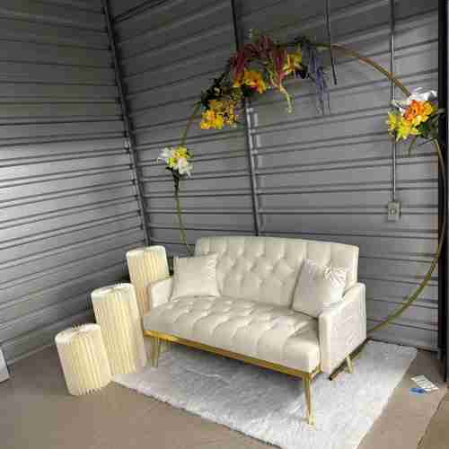 Royal Wedding/Baby Shower Decor Ideas with Classy White and Golden Couch